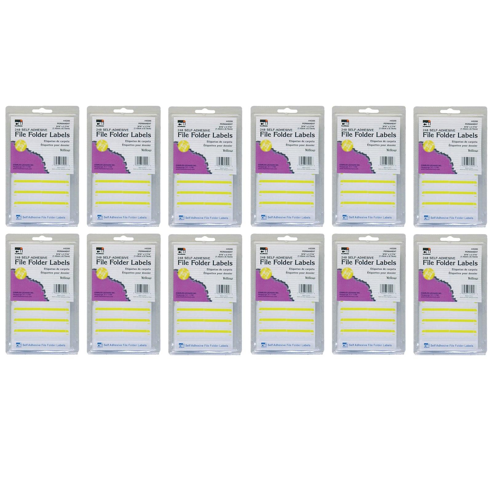 File Folder Labels, Yellow, 248 Per Pack, 12 Packs - Loomini