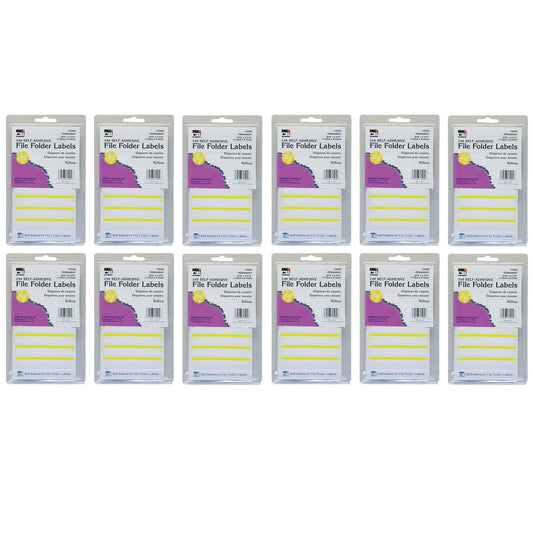 File Folder Labels, Yellow, 248 Per Pack, 12 Packs - Loomini