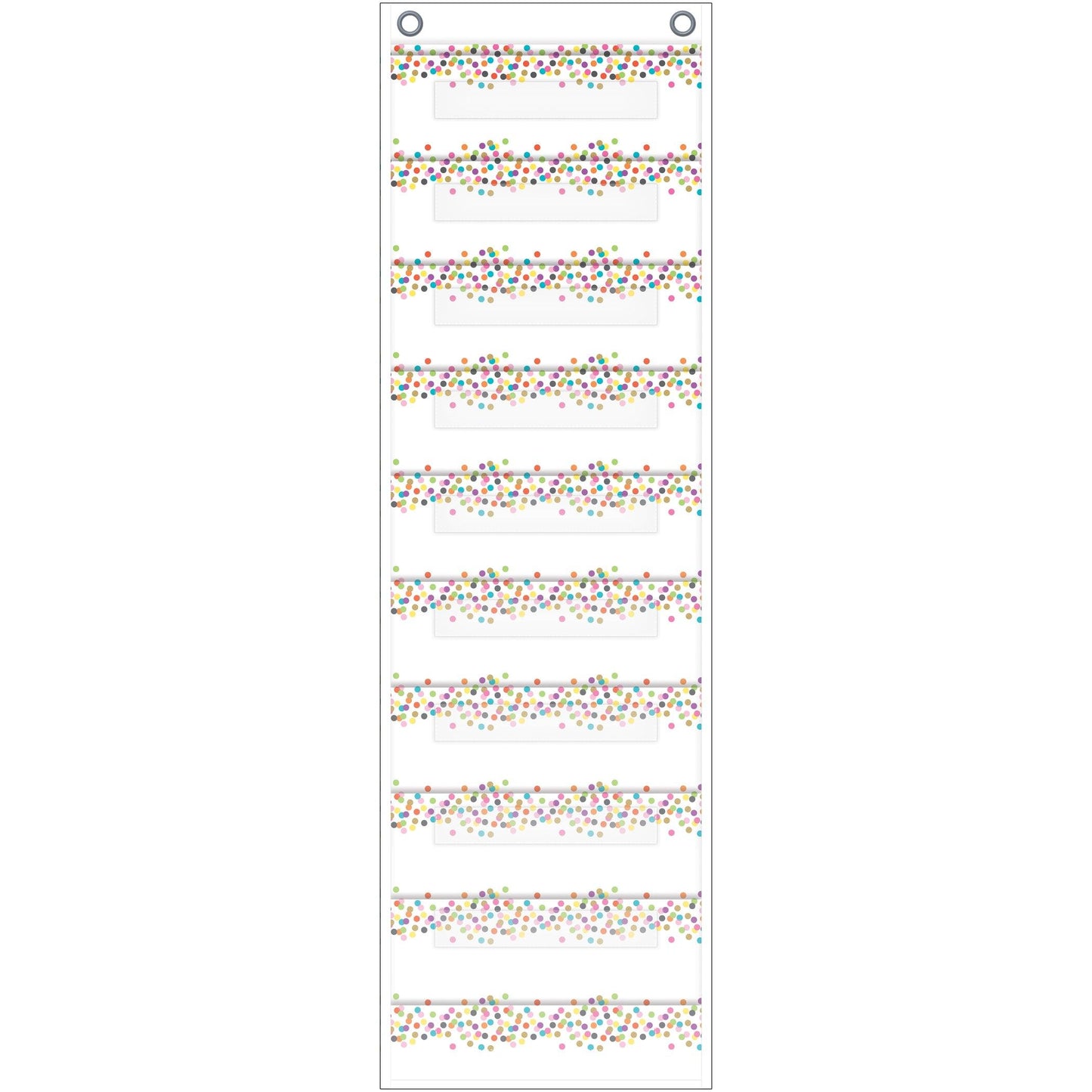 File Storage Pocket Chart, 10 Pockets, Confetti, 14" x 58" - Loomini