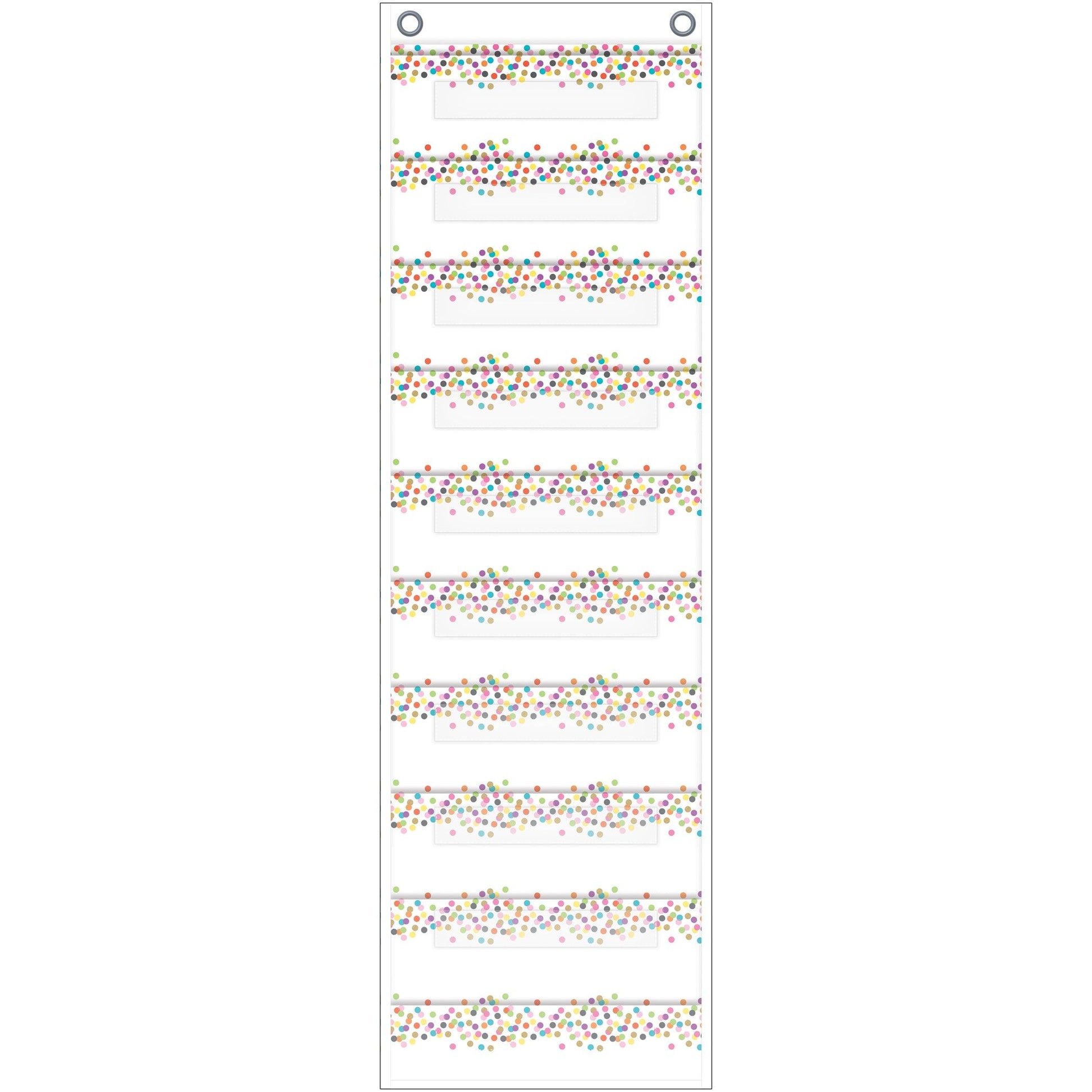 File Storage Pocket Chart, 10 Pockets, Confetti, 14" x 58" - Loomini