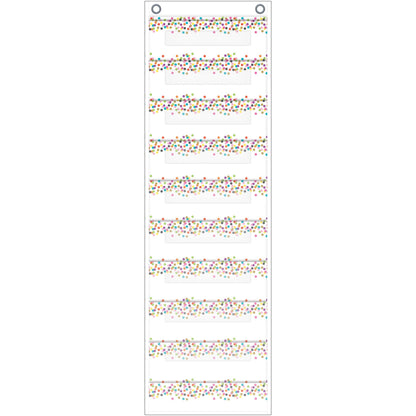 File Storage Pocket Chart, 10 Pockets, Confetti, 14" x 58" - Loomini