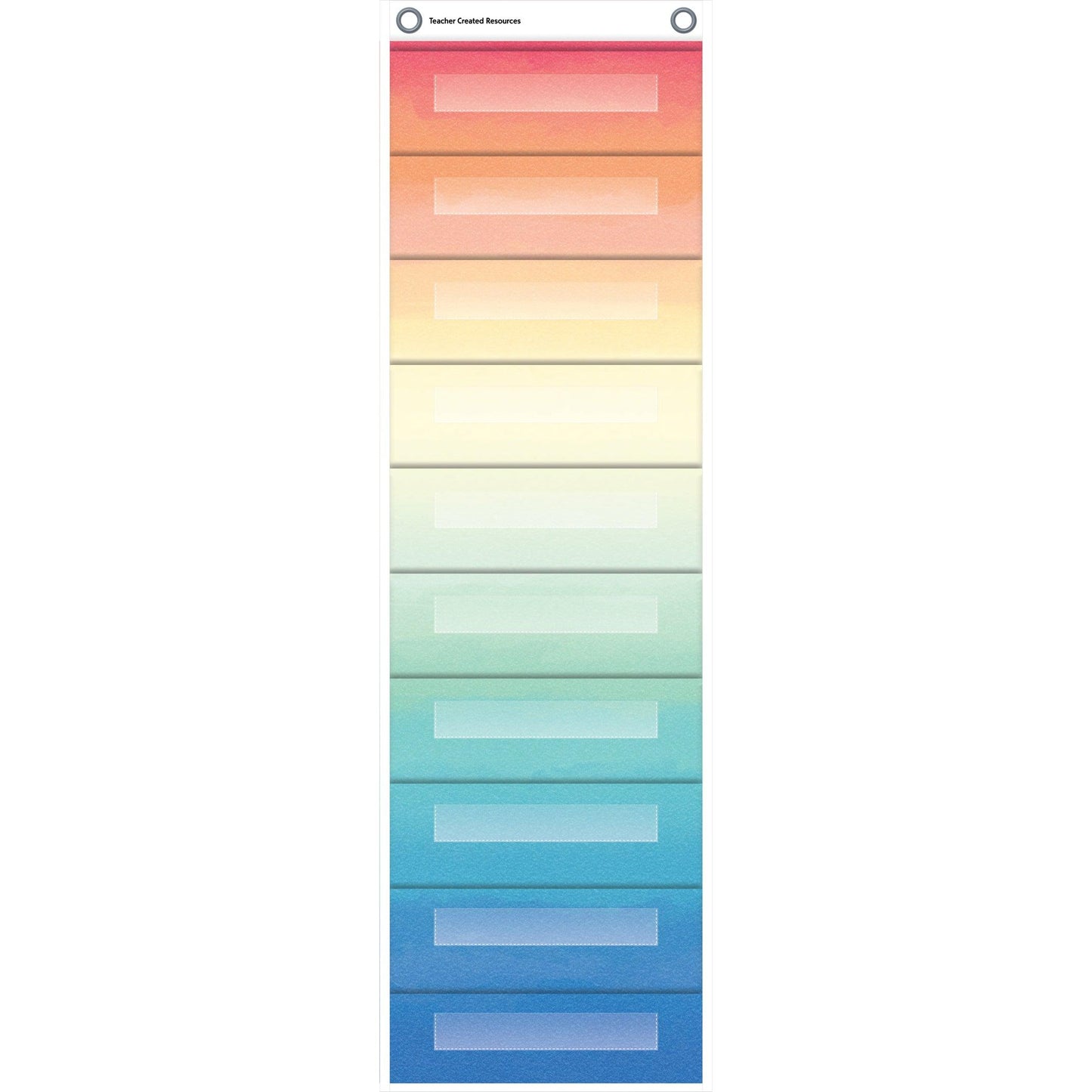 File Storage Pocket Chart, 10 Pockets, Watercolor, 14" x 58" - Loomini