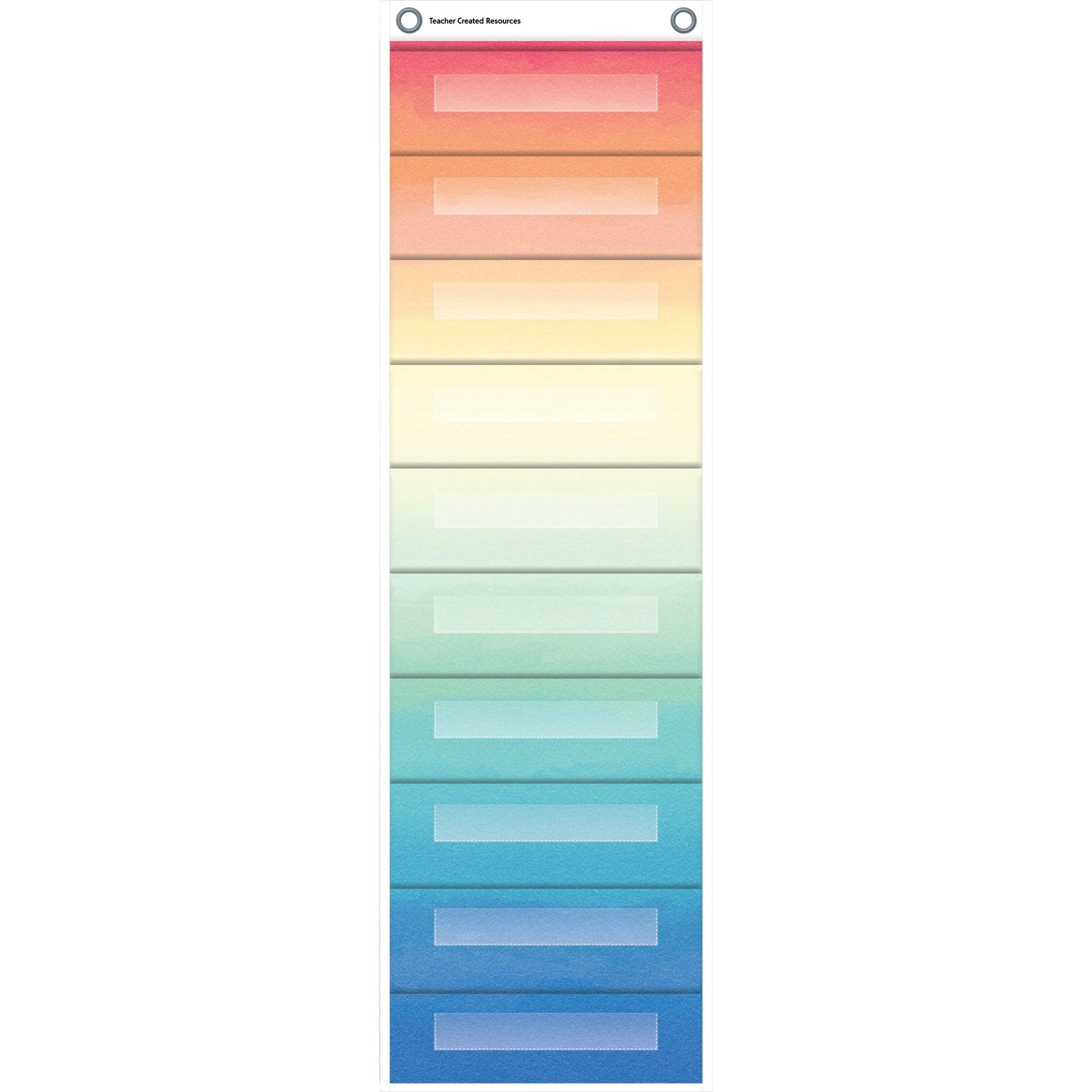 File Storage Pocket Chart, 10 Pockets, Watercolor, 14" x 58" - Loomini