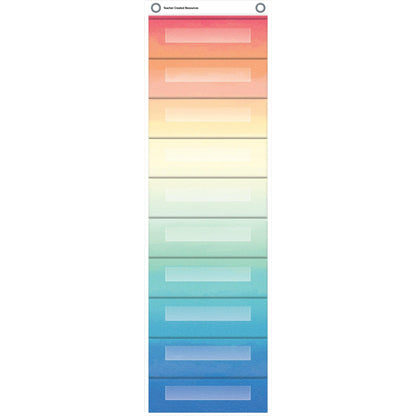 File Storage Pocket Chart, 10 Pockets, Watercolor, 14" x 58" - Loomini