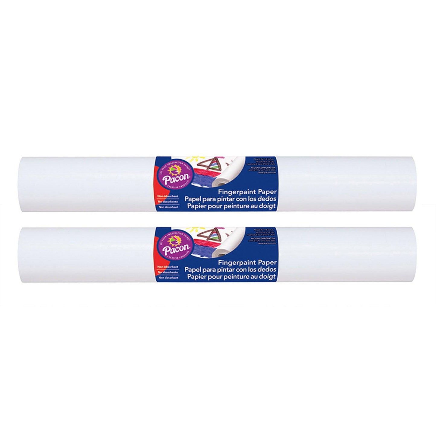 Fingerpaint Paper, White, 16" x 100', 2 Rolls - Loomini