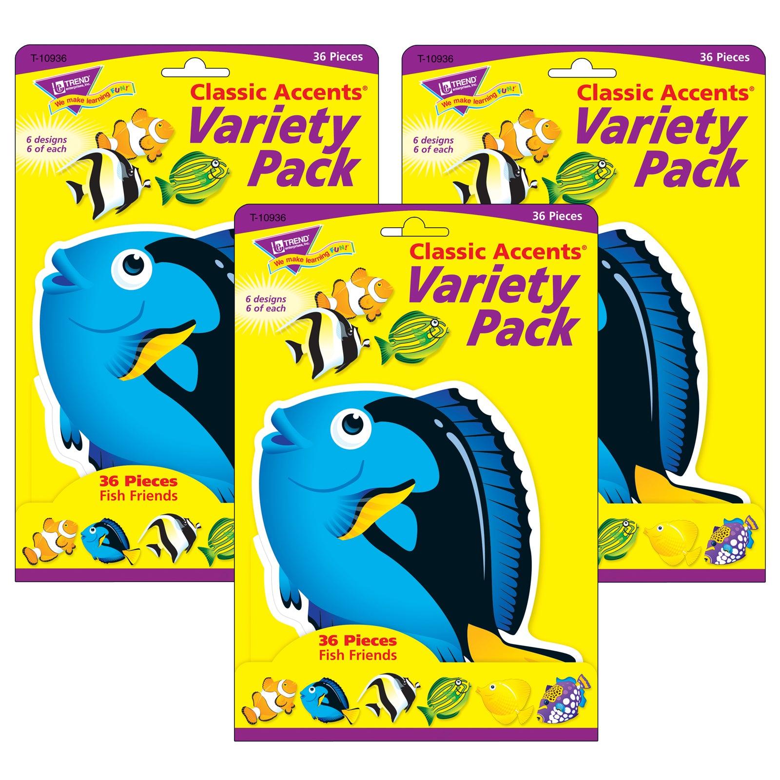 Fish Friends Classic Accents® Variety Pack, 36 Per Pack, 3 Packs - Loomini