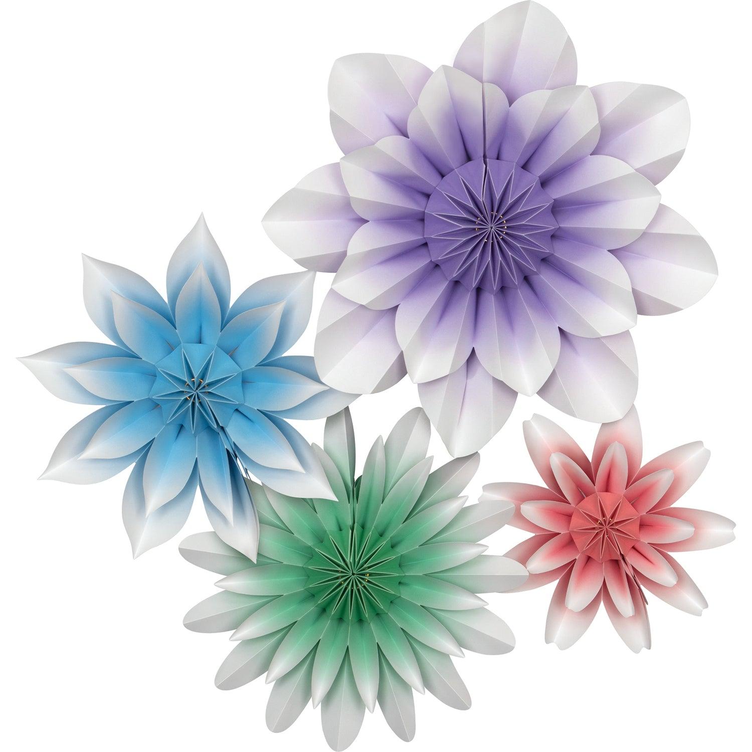 Floral Bloom Paper Flowers, Pack of 4 - Loomini