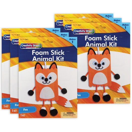 Foam Stick Animal Kit, Fox, 6.75" x 11" x 1", 6 Kits - Loomini