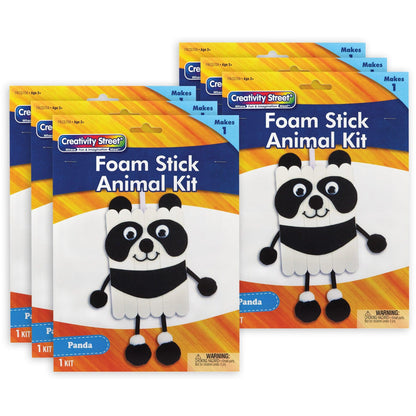 Foam Stick Animal Kit, Panda, 7" x 11.25" x 1", 6 Kits - Loomini