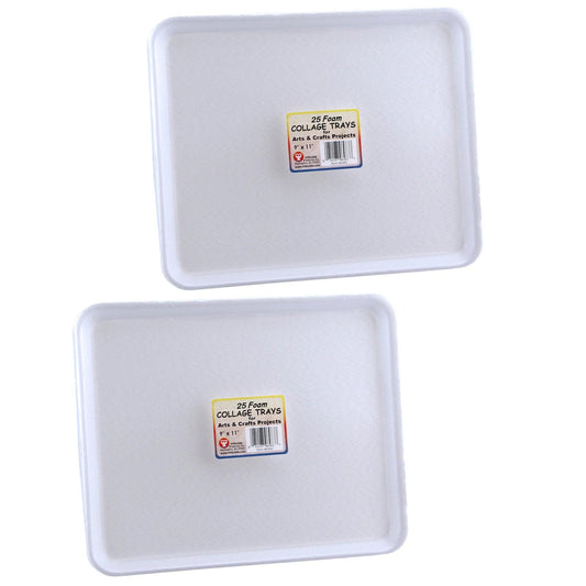 Foam Trays, 9" x 11", 25 Per Pack, 2 Packs - Loomini