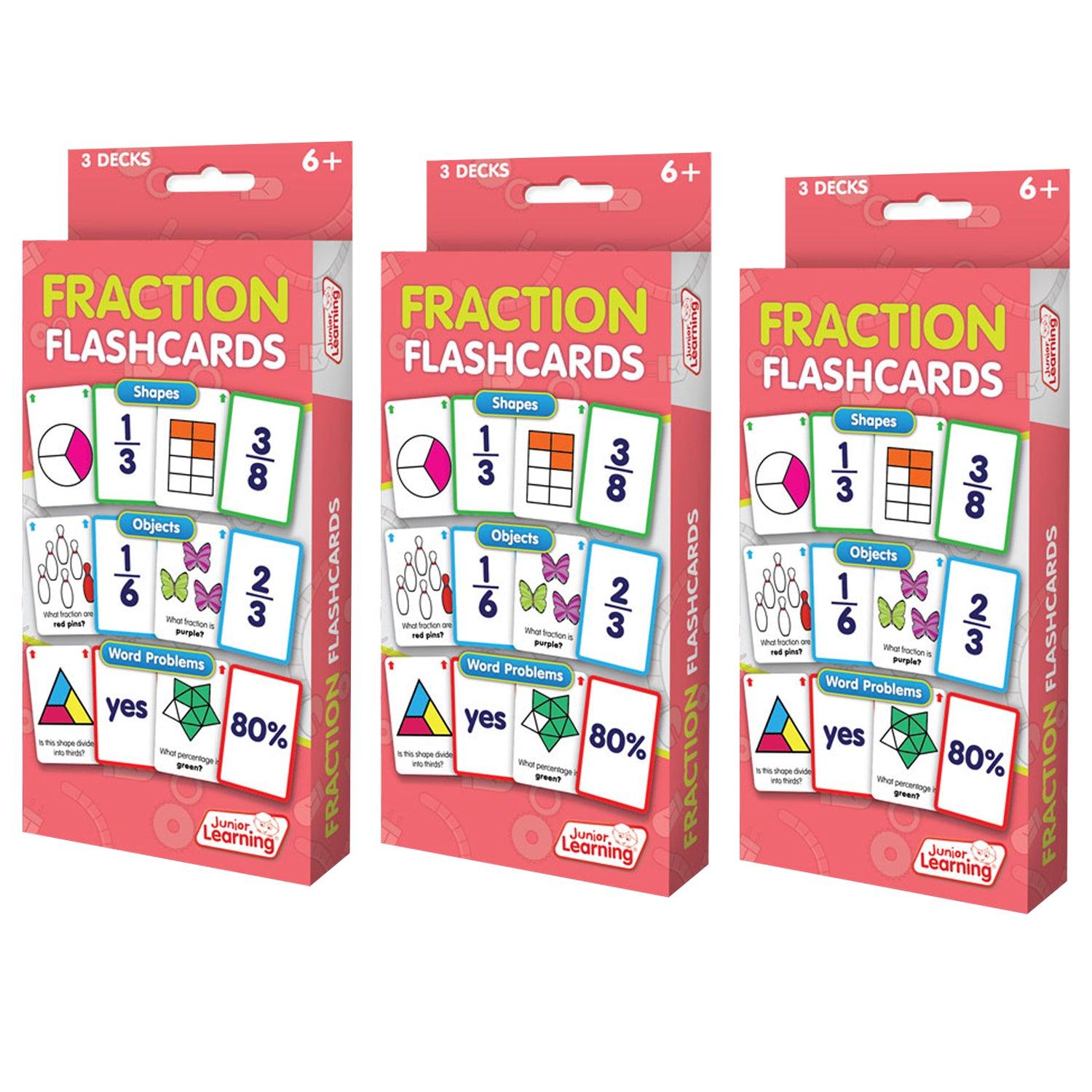 Fraction Flashcards, 3 Sets Per Pack, 3 Packs - Loomini