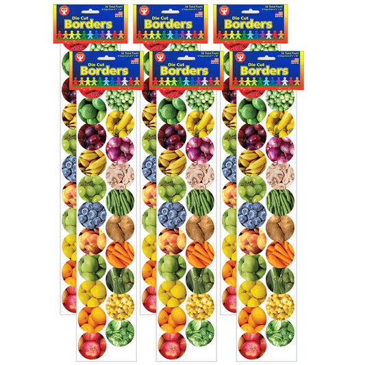 Fruits And Veggies Border, 36 Feet Per Pack, 6 Packs - Loomini