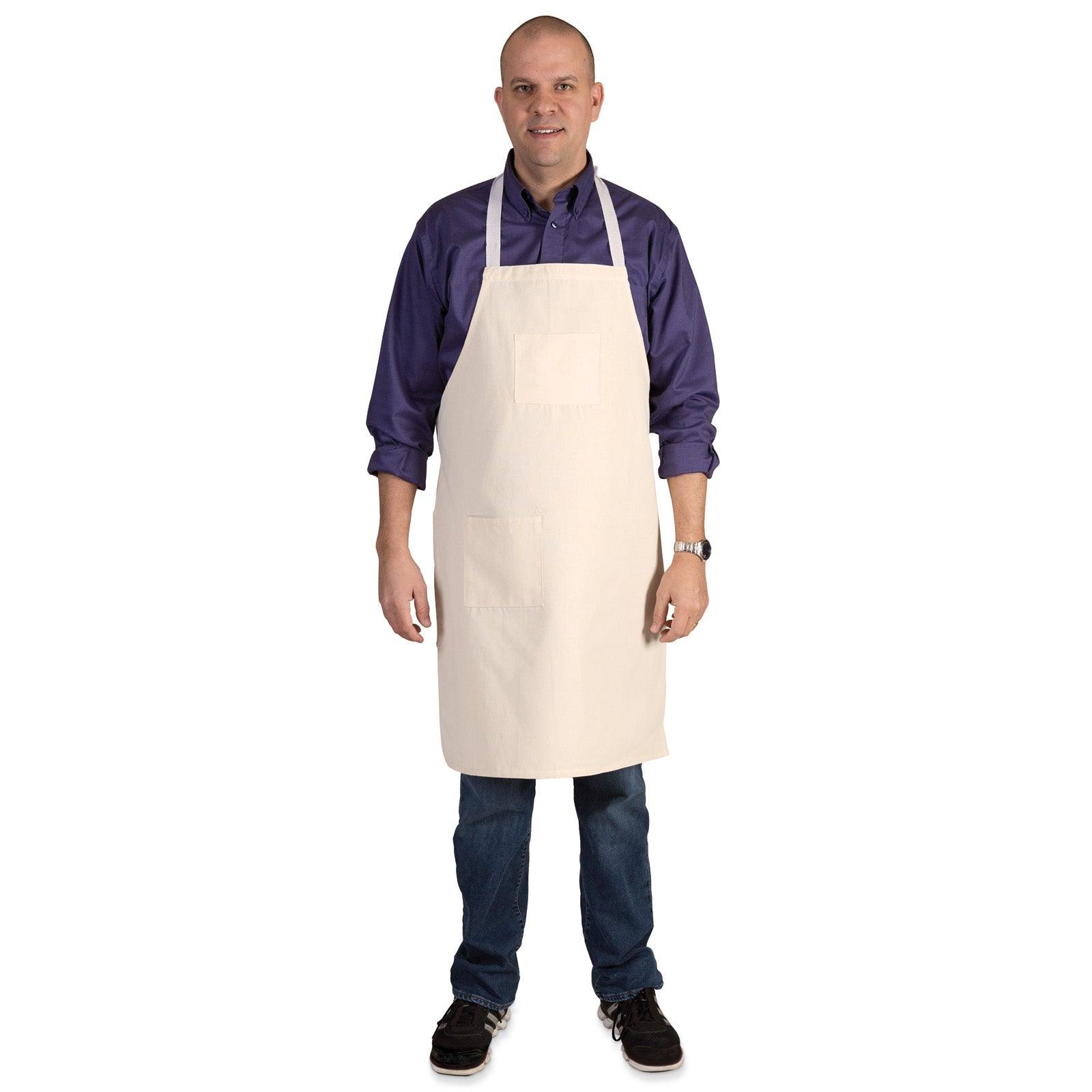 Full Length Adult Cotton Apron, Tan, 34" x 24", 1 Piece - Loomini