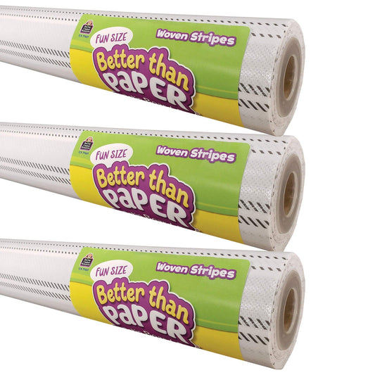 Fun Size Better Than Paper® Bulletin Board Roll, 18" x 12', Woven Stripes, Pack of 3 - Loomini