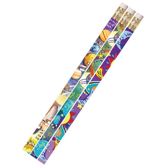 Galaxy Galore Motivational/Fun Pencils, 12 Per Pack, 12 Packs - Loomini
