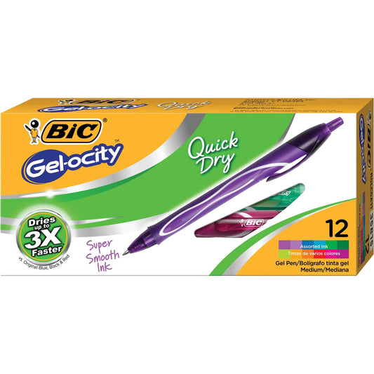 Gel-ocity® Quick Dry Retractable Gel Pens, Assorted Fashion Colors, Pack of 12 - Loomini