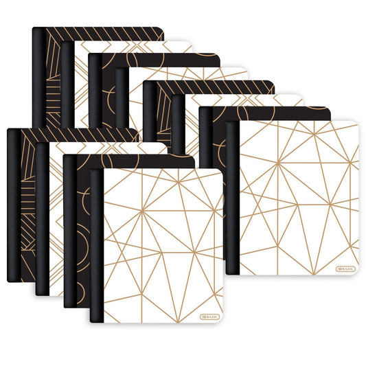 Geometric Composition Book, Assorted Covers, 80 Sheets/160 Pages, Pack of 12 - Loomini