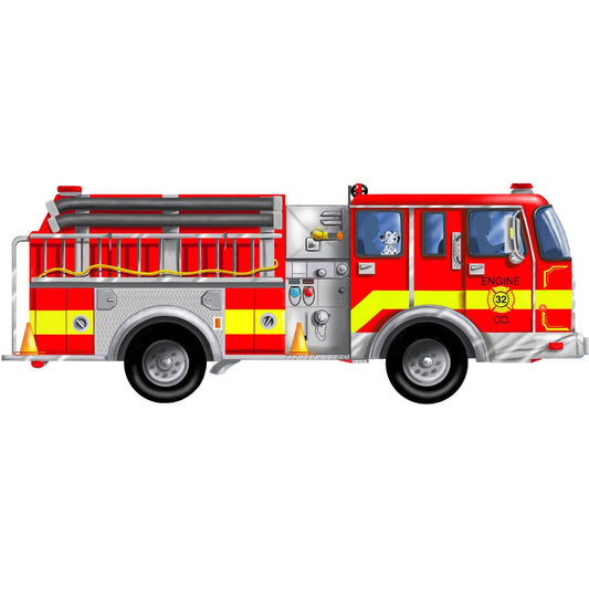 Giant Fire Truck Floor Puzzle, 4' Long, 24 Pieces - Loomini