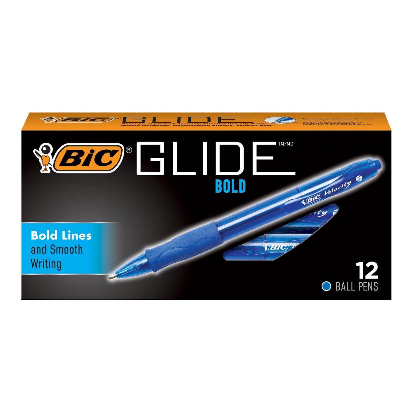 Glide™ Bold Retractable Ball Point Pen, Bold Point (1.6mm), Blue, 12-Count - Loomini