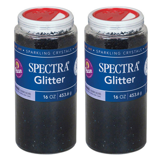 Glitter, Black, 1 lb. Per Jar, 2 Jars - Loomini