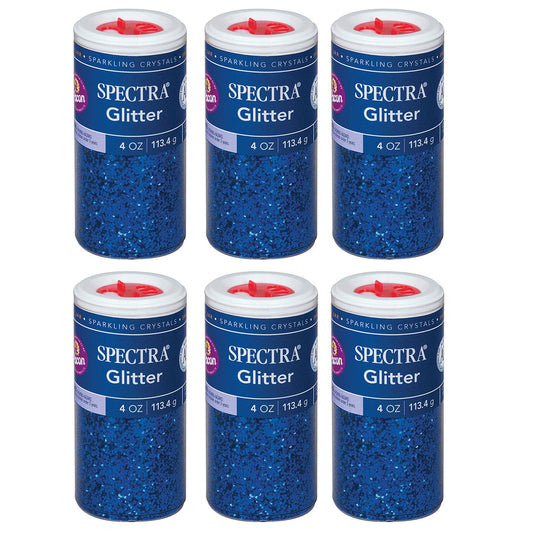 Glitter, Blue, 4 oz. Per Jar, 6 Jars - Loomini