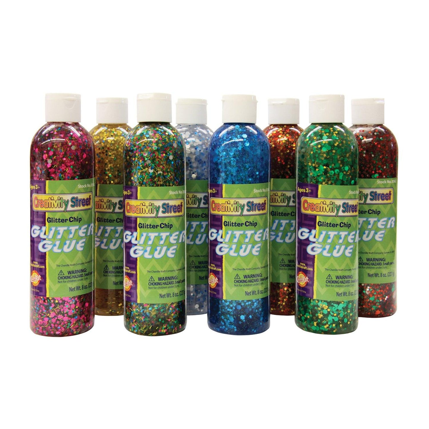 Glitter Glue, Assorted Confetti, 8 fl. oz., 8 Bottles - Loomini
