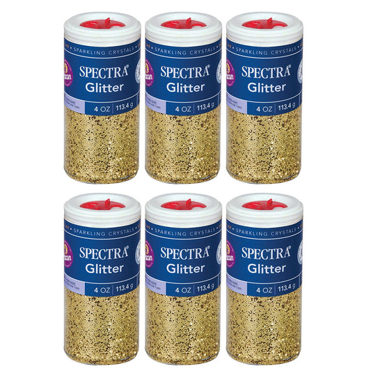 Glitter, Gold, 4 oz. Per Jar, 6 Jars - Loomini