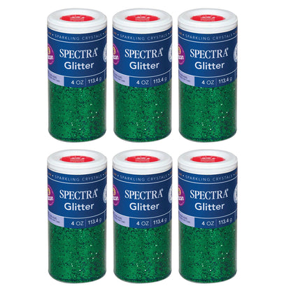 Glitter, Green, 4 oz. Per Jar, 6 Jars - Loomini