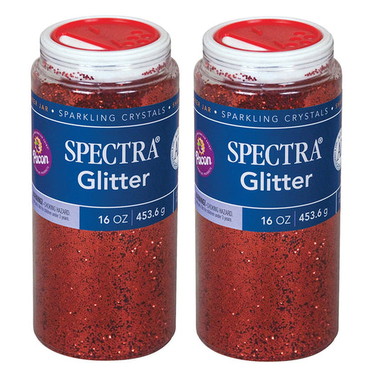 Glitter, Red, 1 lb. Per Jar, 2 Jars - Loomini