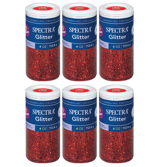 Glitter, Red, 4 oz. Per Jar, 6 Jars - Loomini