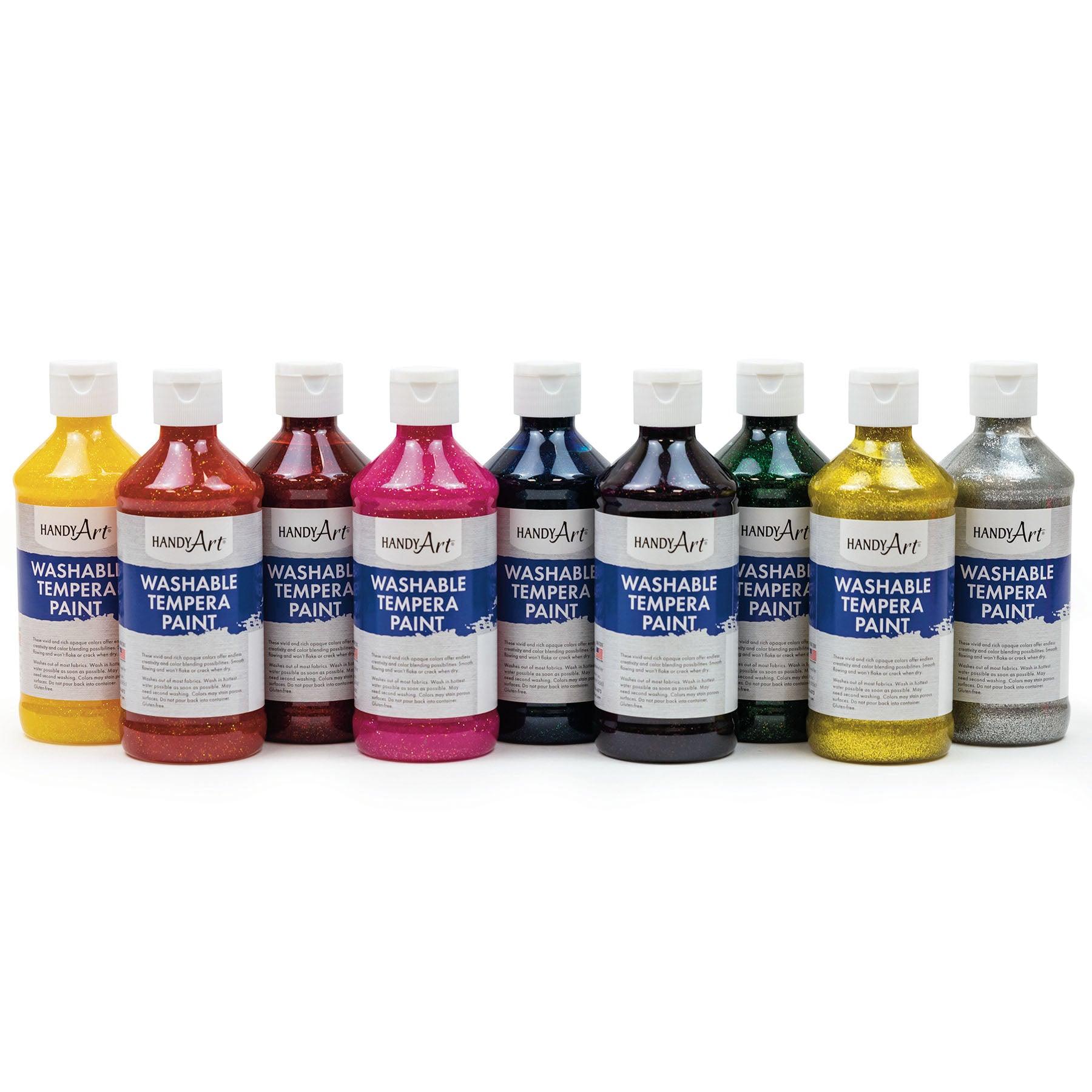 Glitter Washable Paint, 8 oz, Set of 9 - Loomini