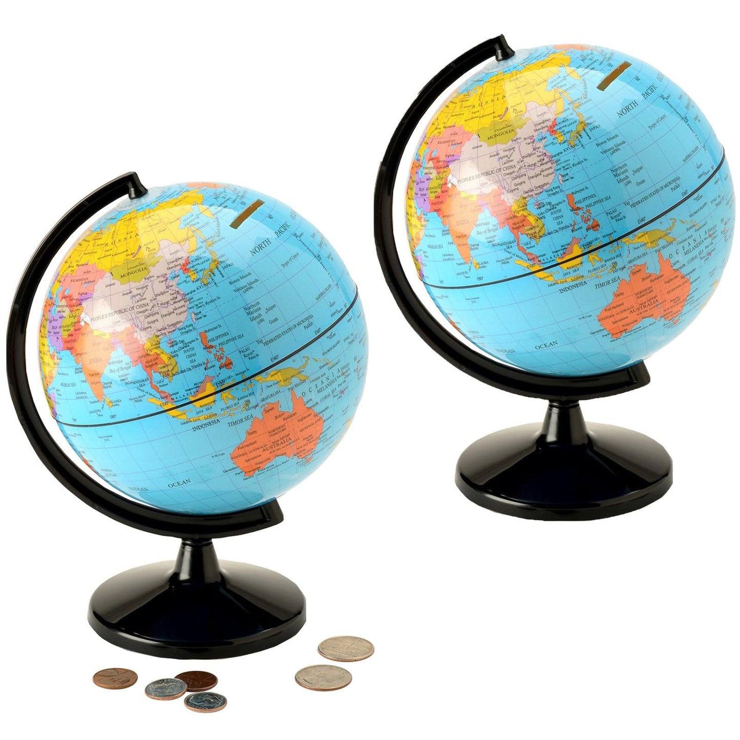 Globe 5.6" Coin Bank, Pack of 2 - Loomini