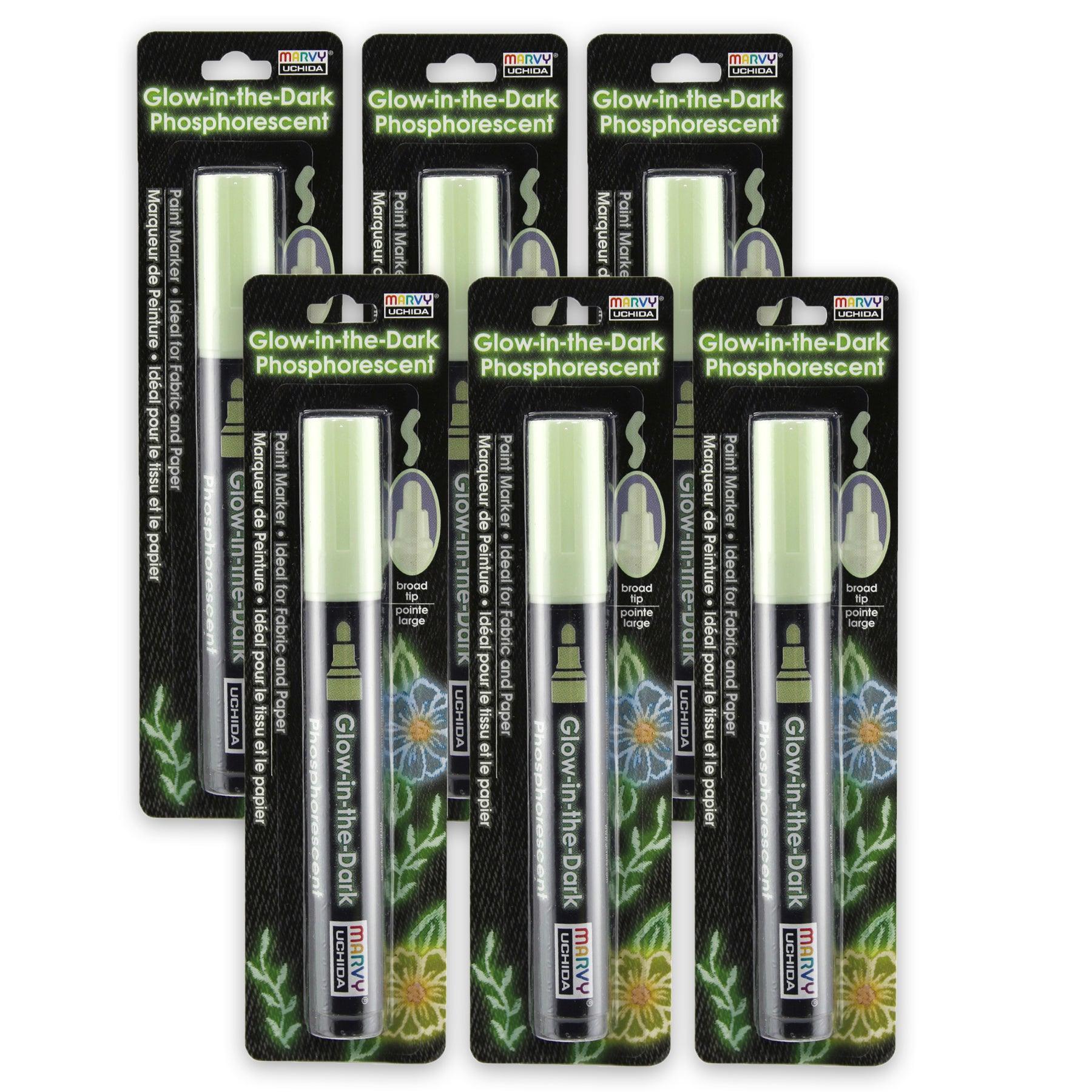 Glow In The Dark Green Fabric Marker, Pack of 6 - Loomini