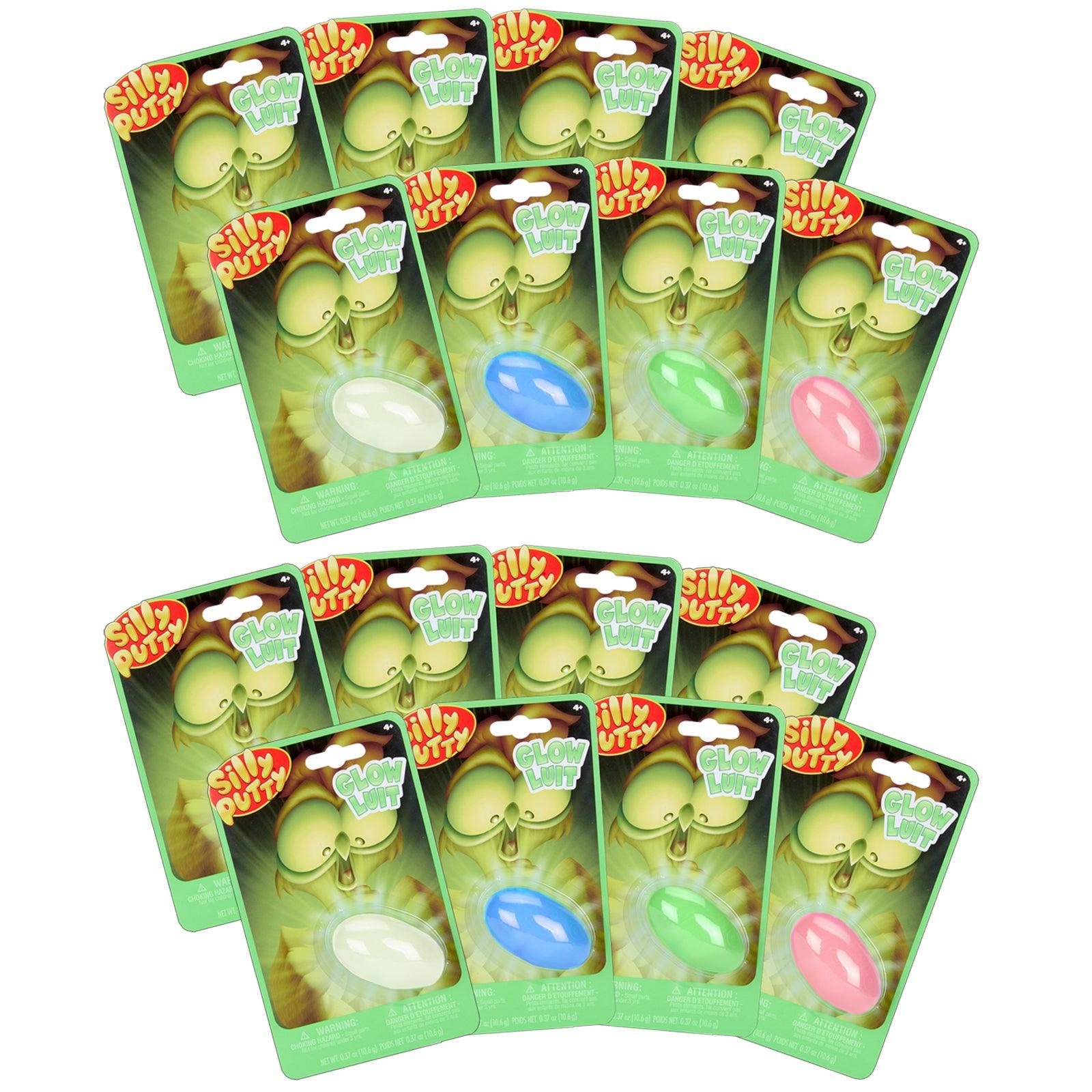 Glow-in-the-Dark Silly Putty, Assorted Colors, Pack of 16 - Loomini