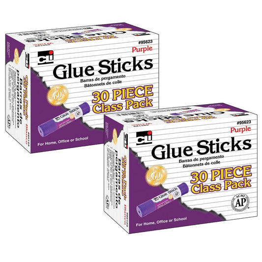Glue Sticks - AP Certified, Class Pack, Purple, 0.28 oz., 30 Per Pack, 2 Packs - Loomini