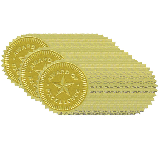 Gold Foil Embossed, Award of Excellence, Certificate Seals, 54 Seals Per Pack, 3 Packs - Loomini