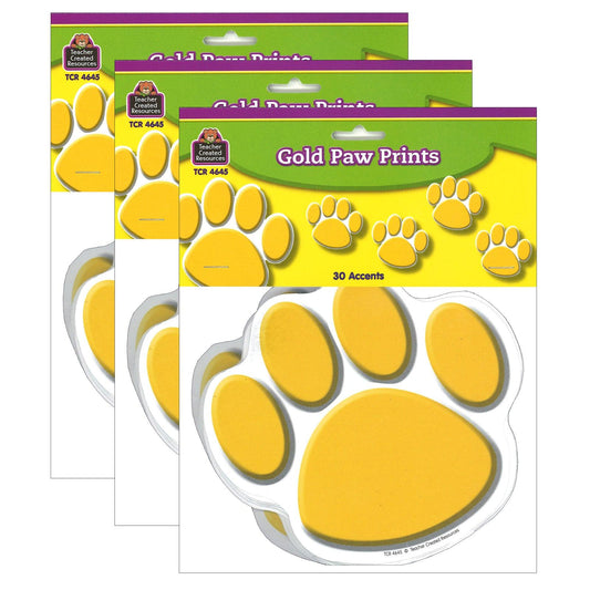 Gold Paw Prints Accents, 30 Per Packs, 3 Packs - Loomini