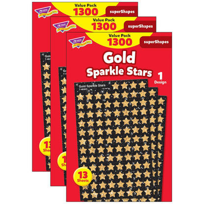 Gold Sparkle Stars superShapes Value Pack, 1300 Per Pack, 3 Packs - Loomini