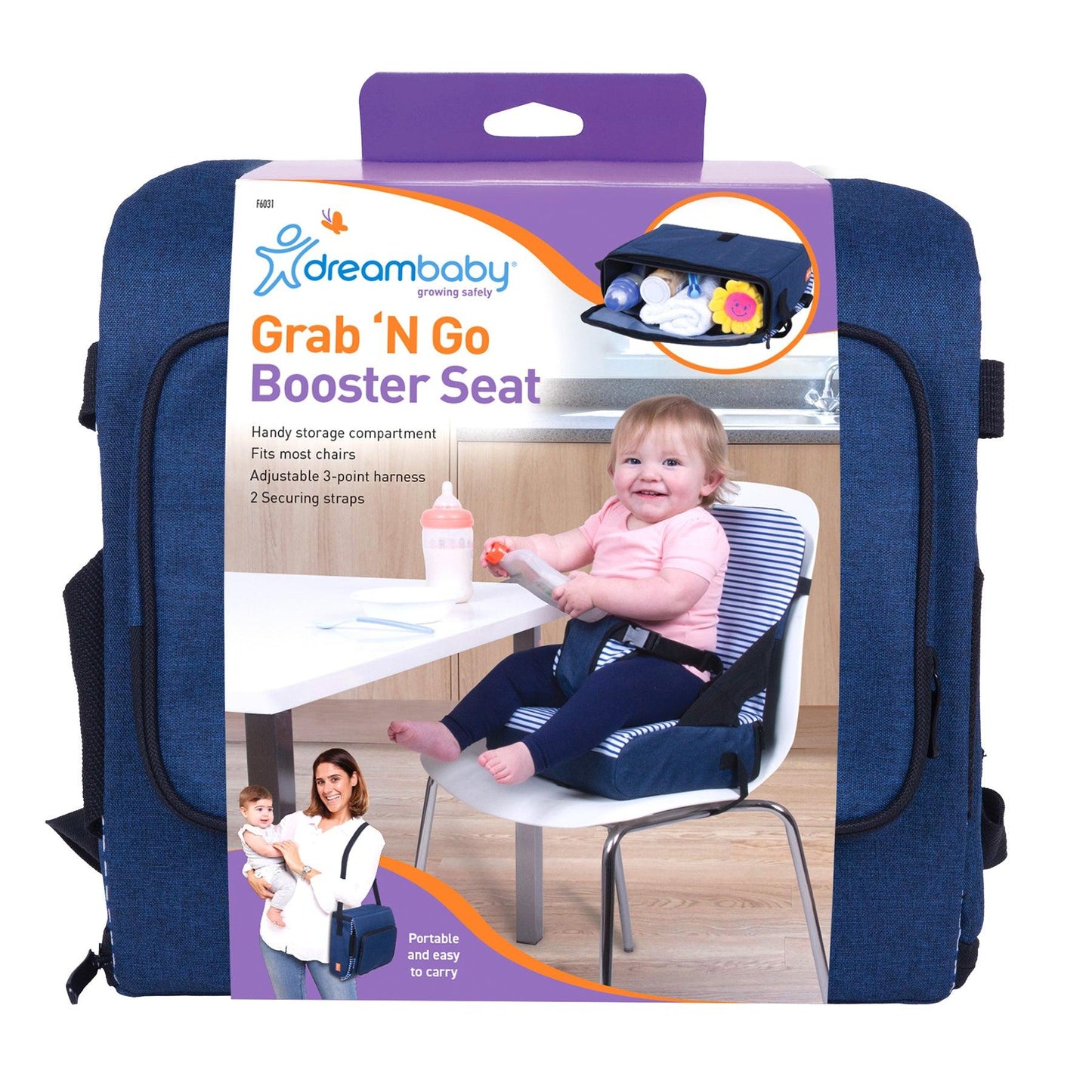 Grab 'N Go Booster Seat - Navy - Loomini