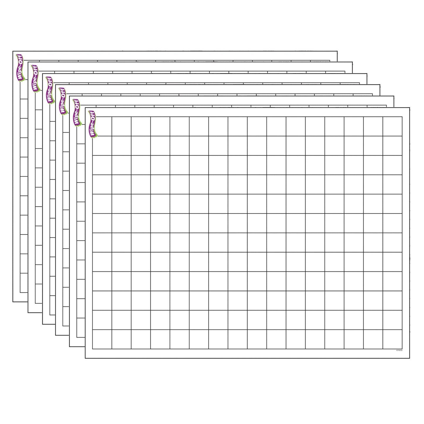 Graphing Grid (Small Squares) Wipe-Off® Chart, 17" x 22", Pack of 6 - Loomini