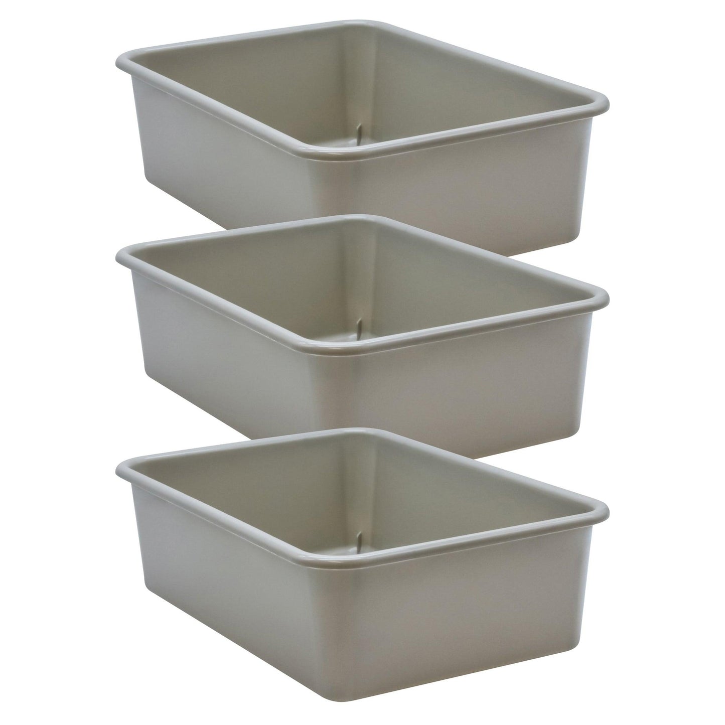 Gray Large Plastic Storage Bin, Pack of 3 - Loomini