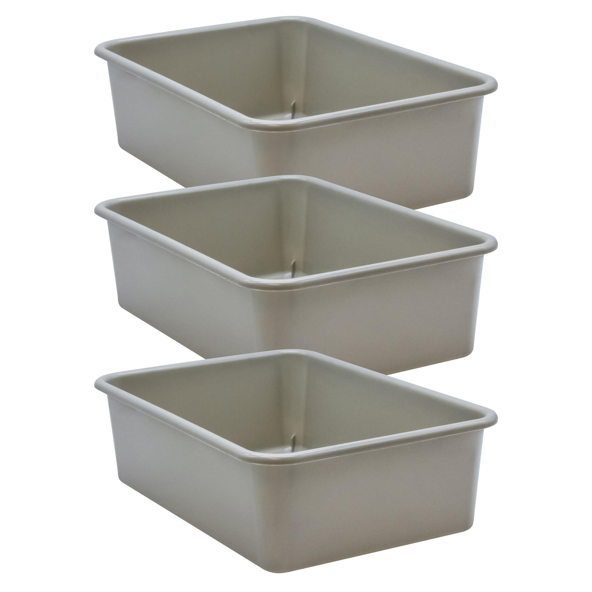 Gray Large Plastic Storage Bin, Pack of 3 - Loomini