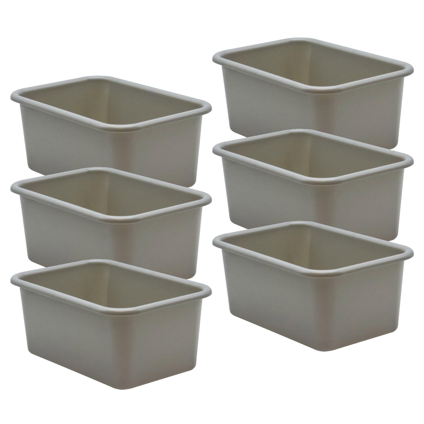 Gray Small Plastic Storage Bin, Pack of 6 - Loomini