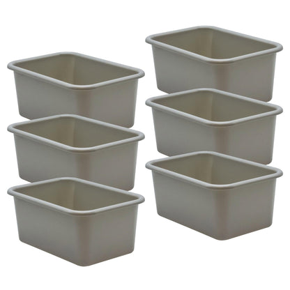 Gray Small Plastic Storage Bin, Pack of 6 - Loomini