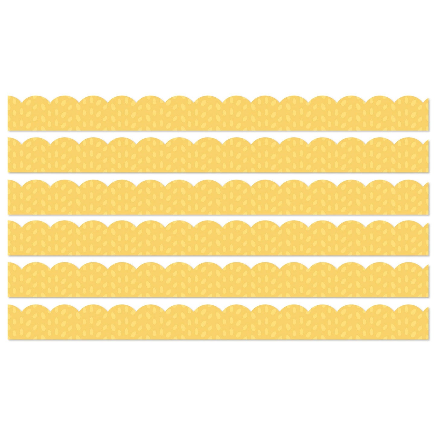 Grow Together Yellow with Painted Dots Scalloped Borders, 39 Feet Per Pack, 6 Packs - Loomini