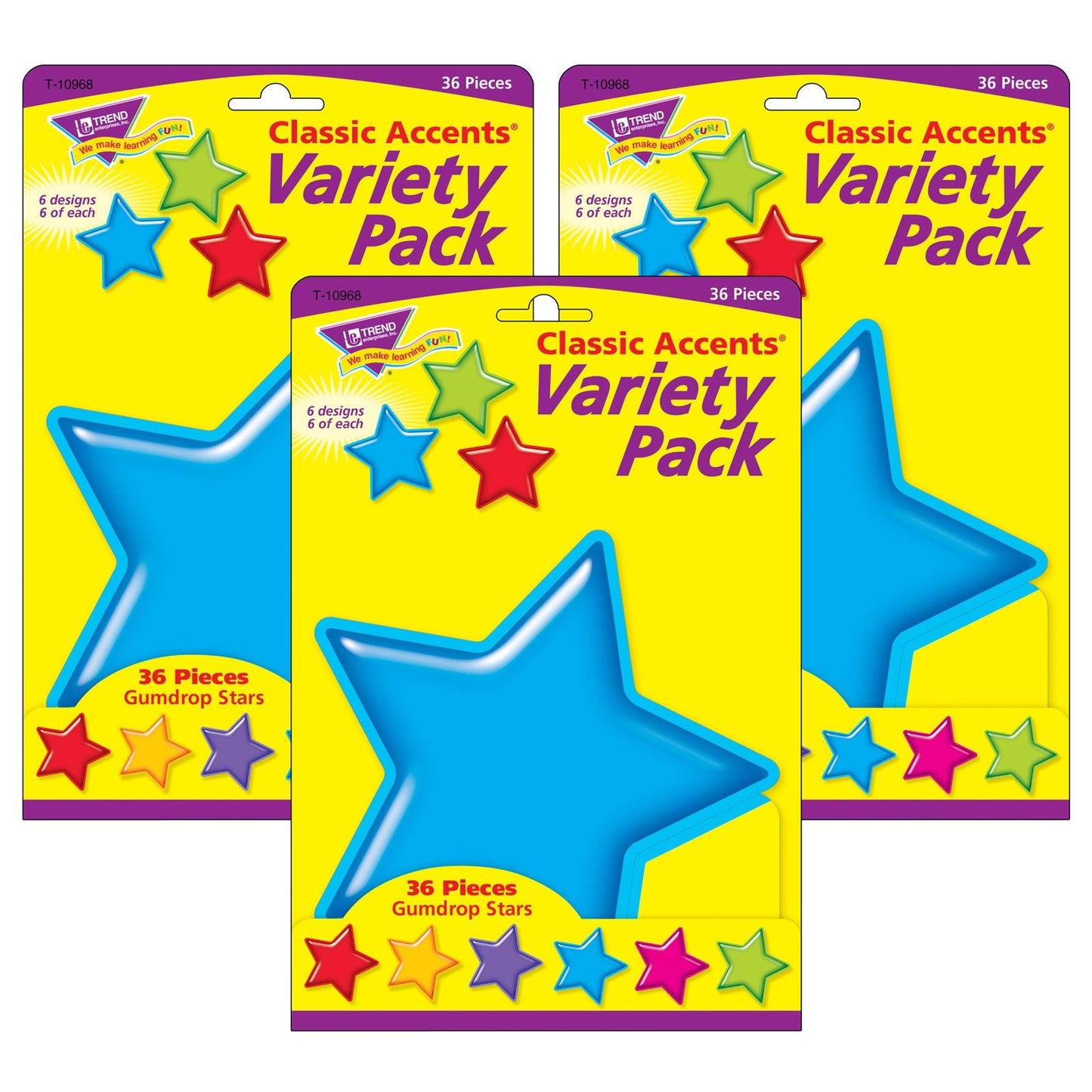 Gumdrop Stars Classic Accents® Variety Pack, 36 Per Pack, 3 Packs - Loomini