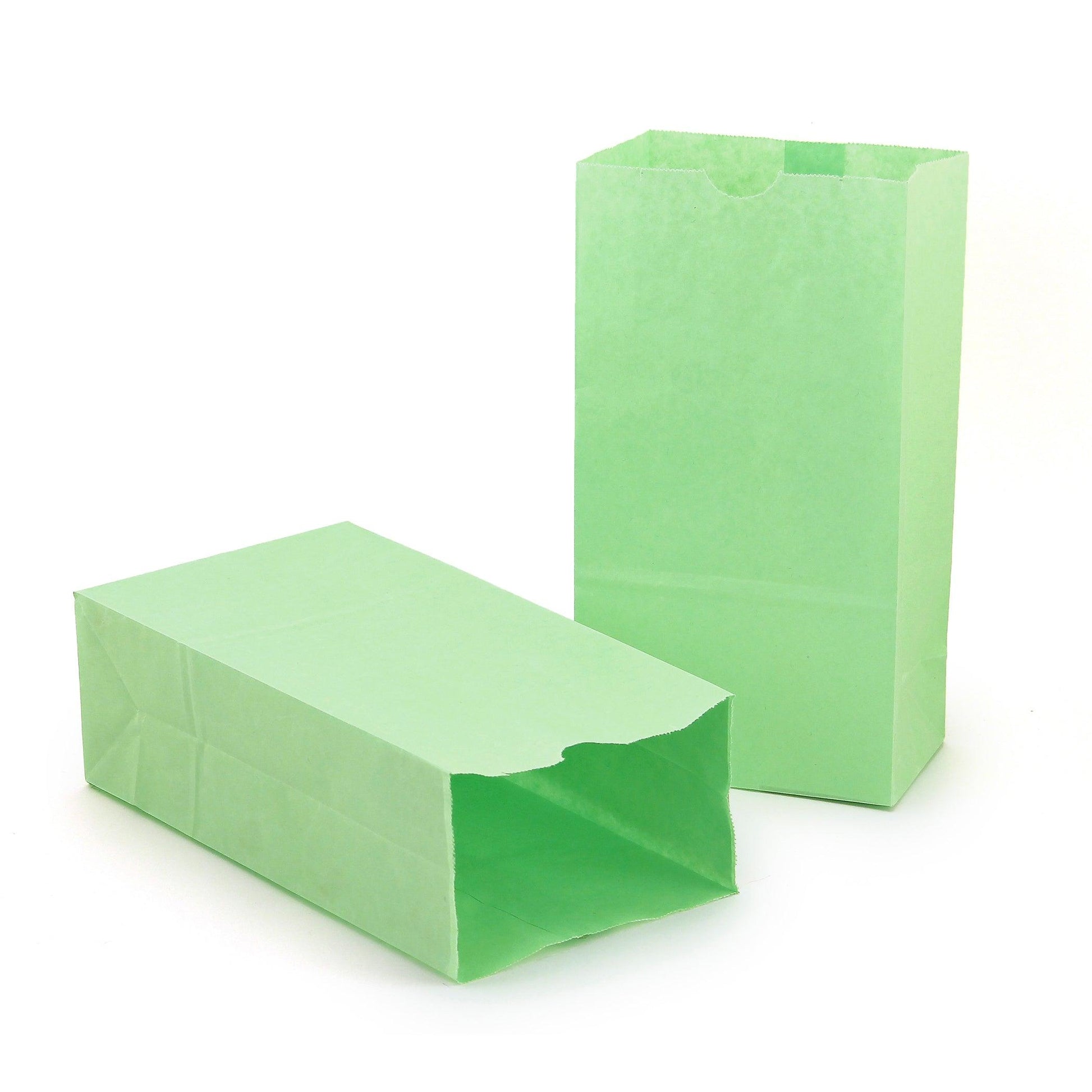 Gusseted Paper Bags, #6 (6" x 3.5" x 11"), Lime Green, 50 Per Pack, 2 Packs - Loomini