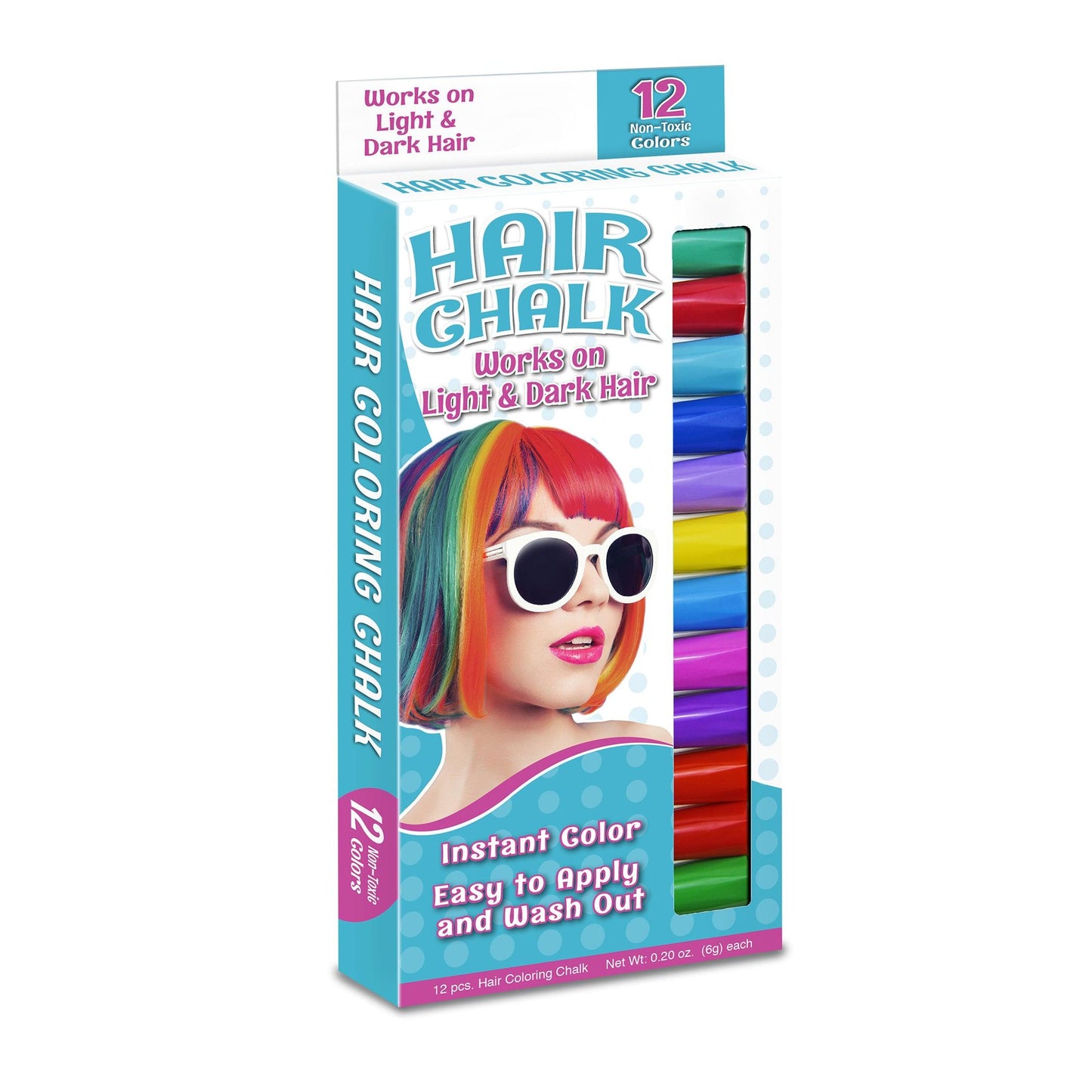 Hair Coloring Chalk, 12 Colors - Loomini