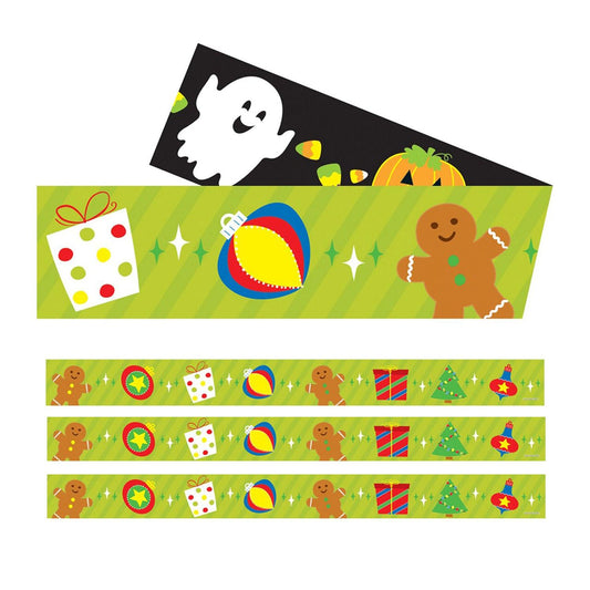 Halloween/Holiday Two-Sided Straight Borders, 36 Feet Per Pack, 3 Packs - Loomini