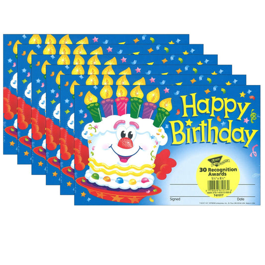 Happy Birthday Cake Recognition Awards, 30 Per Pack, 6 Packs - Loomini